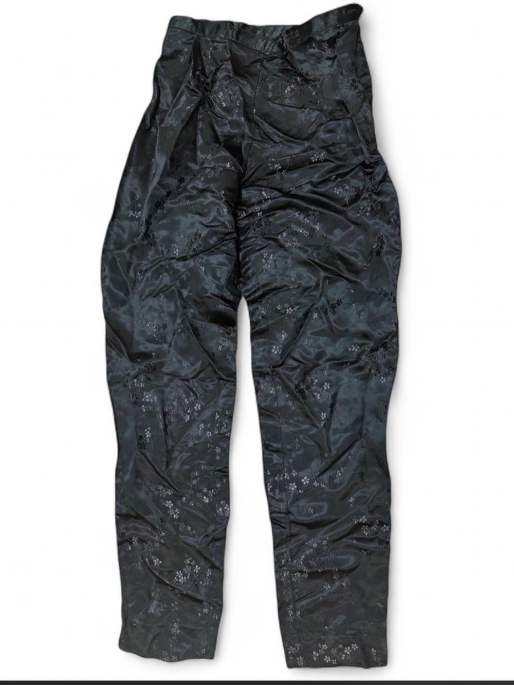 Express Vintage Silk Dress Pants Sz 4 90's Y2K Asian Inspired Brocade Side Zip